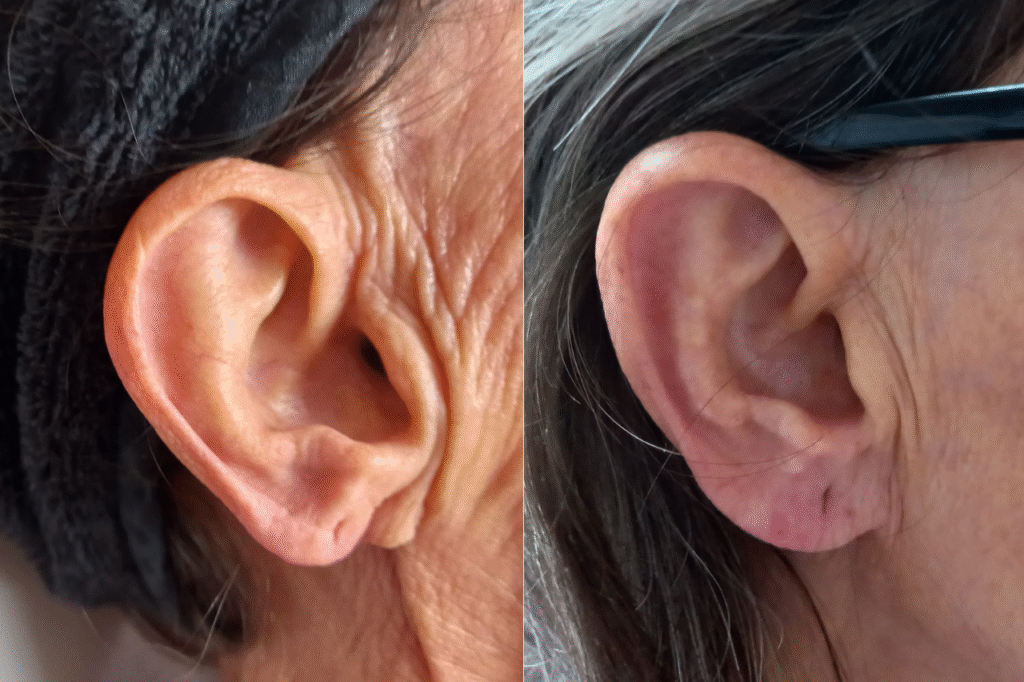 lobulo oreja, acido hialuronico, perdida volumen